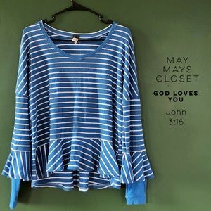 We the Free People Striped Blue Top XS
